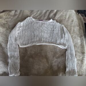 Edikted White long sleeve, Crochet Knit crop Top. Color white- size XS/S